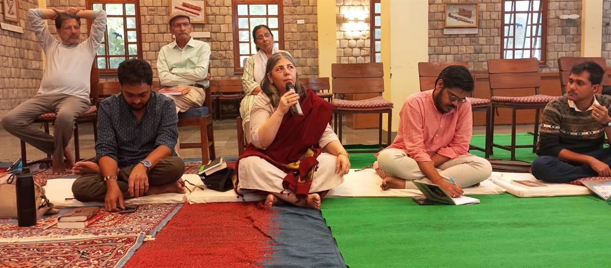 Retreat participants in dialogue